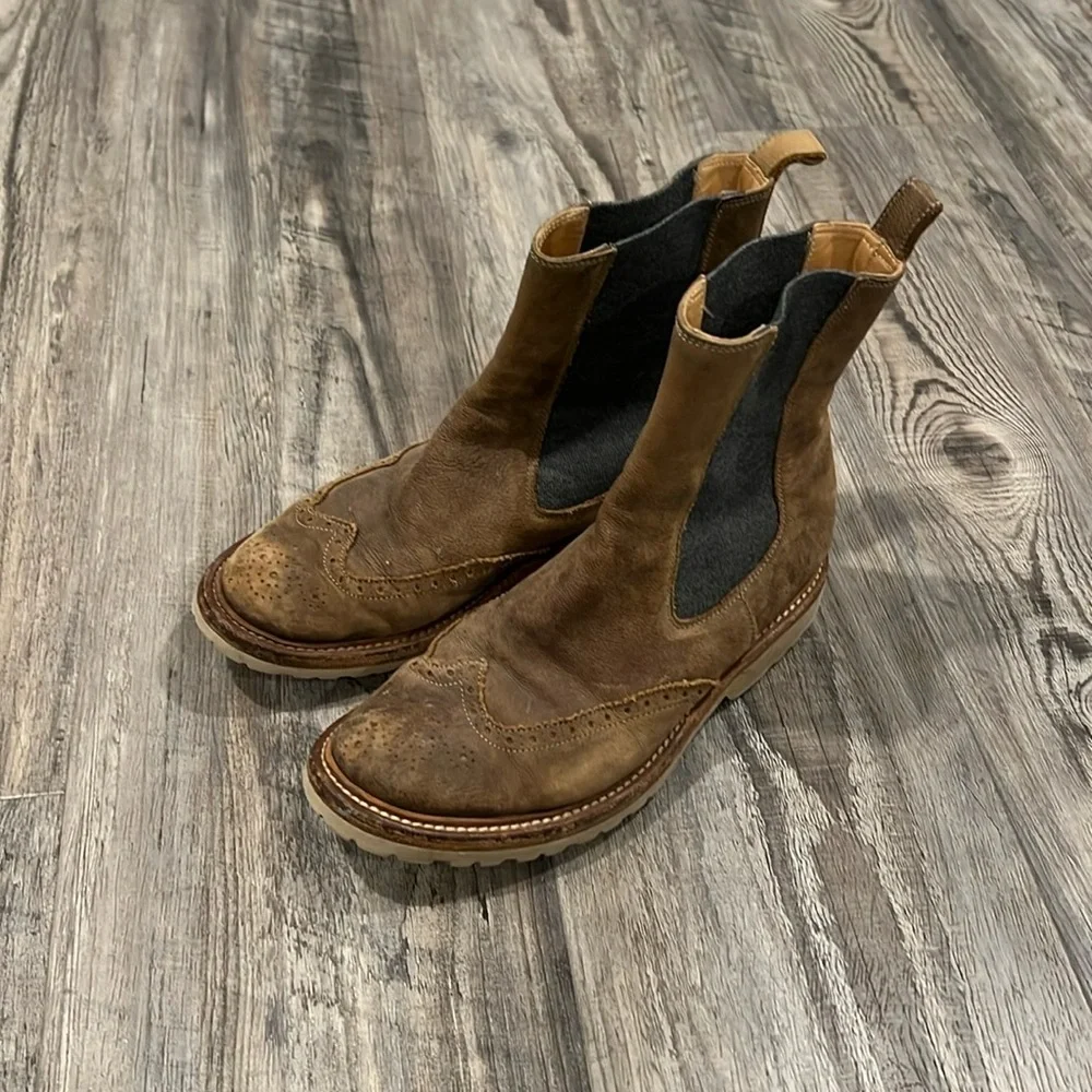 Brunello Cucinelli Wingtip Suede Chelsea Pull On Boots Size 38